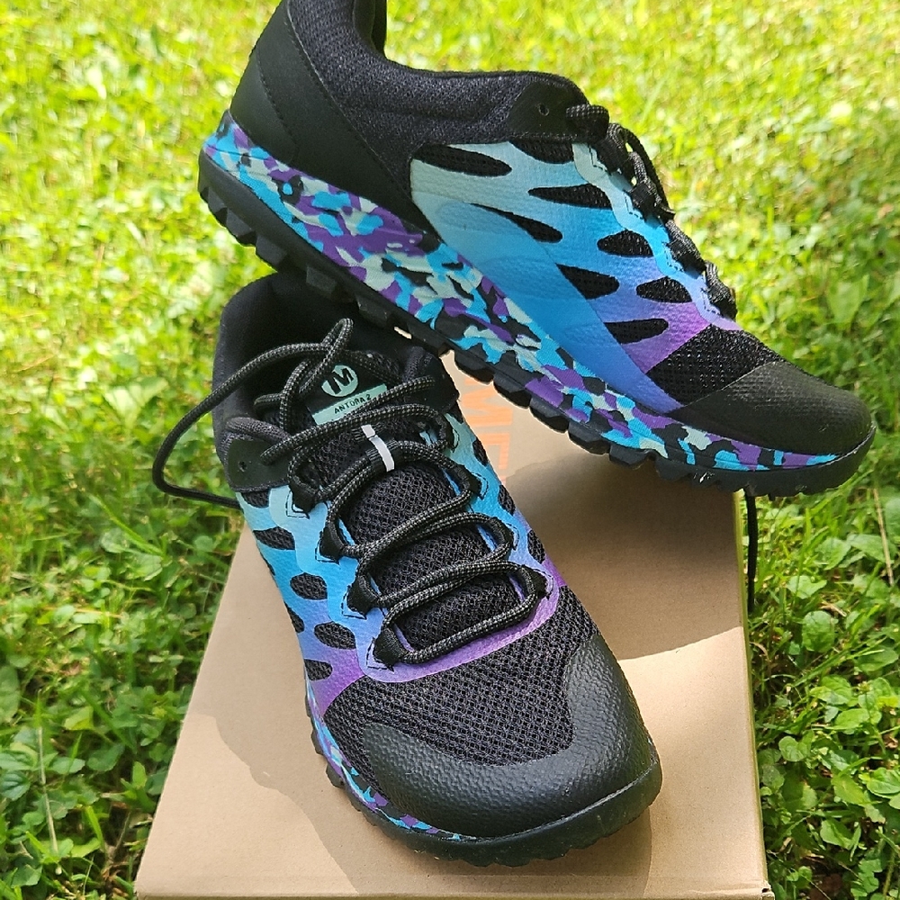 Merrell Black and Blue Athletic Trail Shoes
